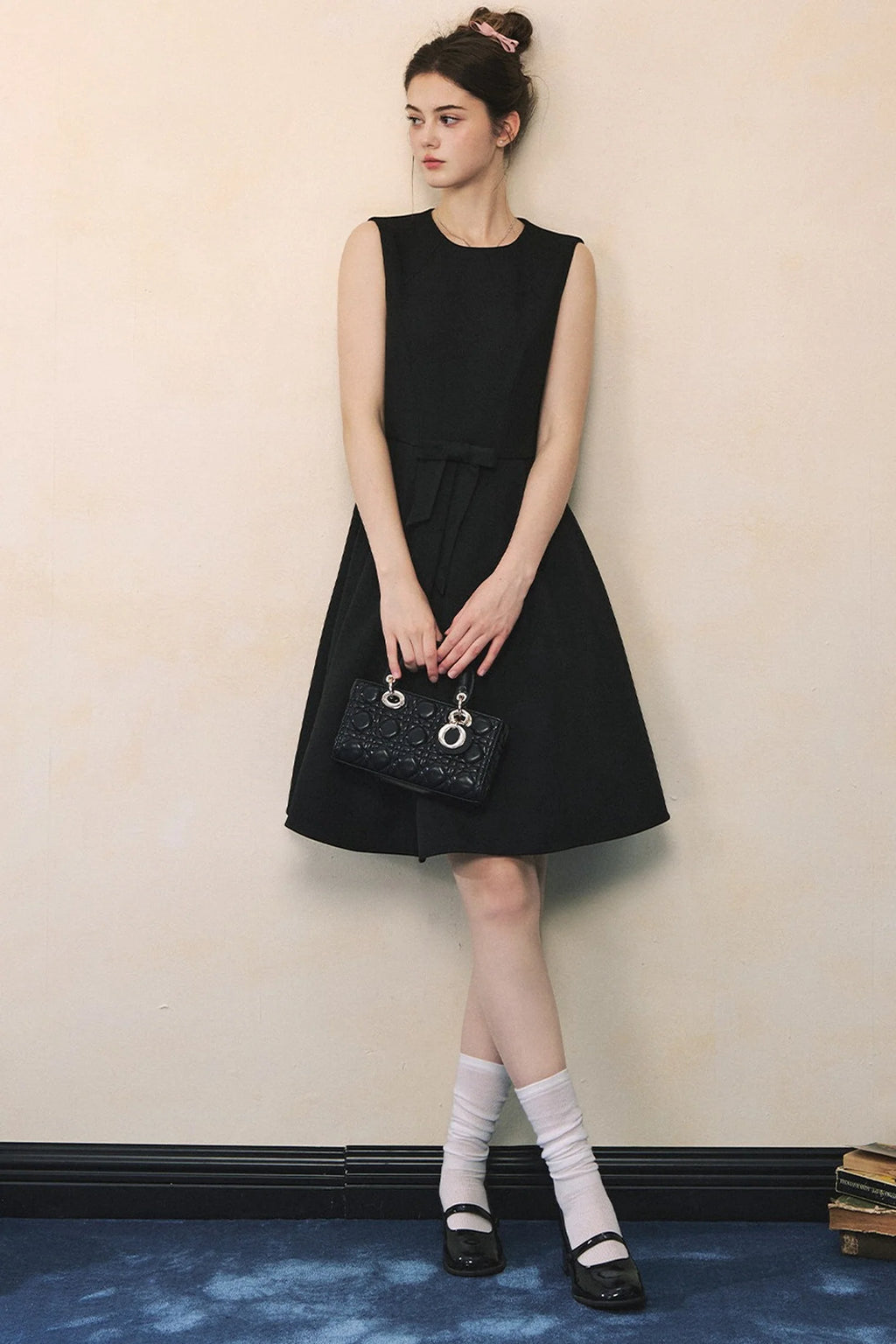 Black Bow A-Line Vest Dress
